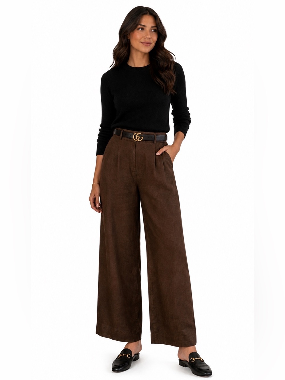 J. Crew Essential Wide Leg Pant Size 2 Brown 100% Linen High Waist Quiet Luxury